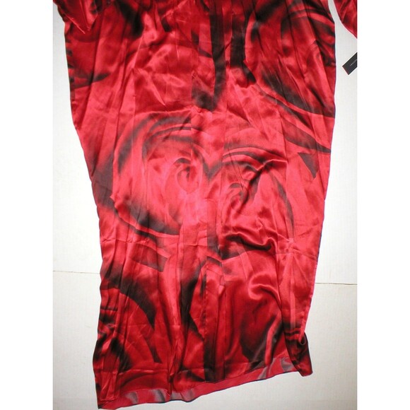NWT New Designer Josie Natori M Caftan Night Gown Womens Silk Red Black Roses - Picture 3 of 7
